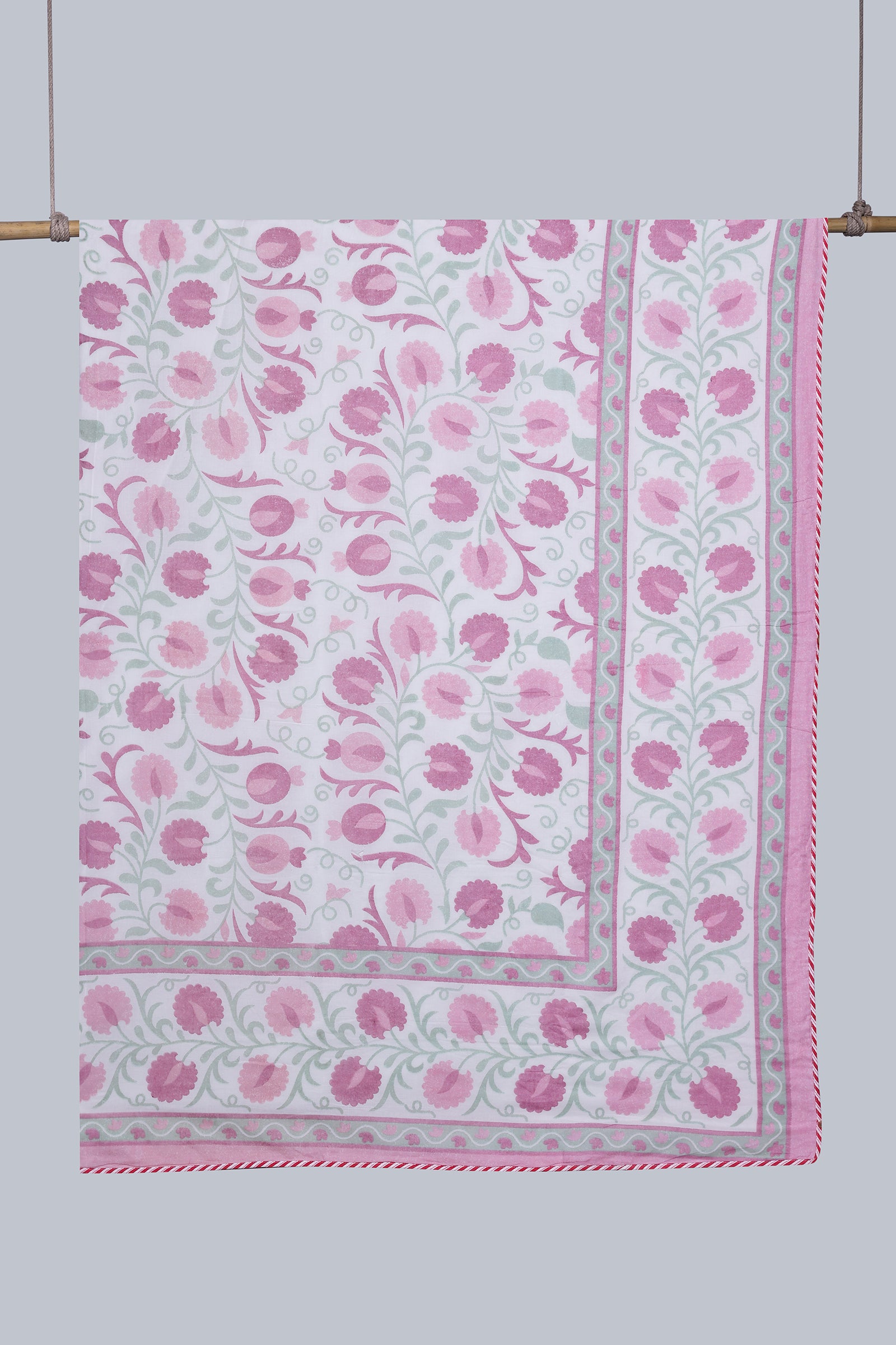 Daffodile Pink Reversible Cotton Muslin Dohar - shahenazindia