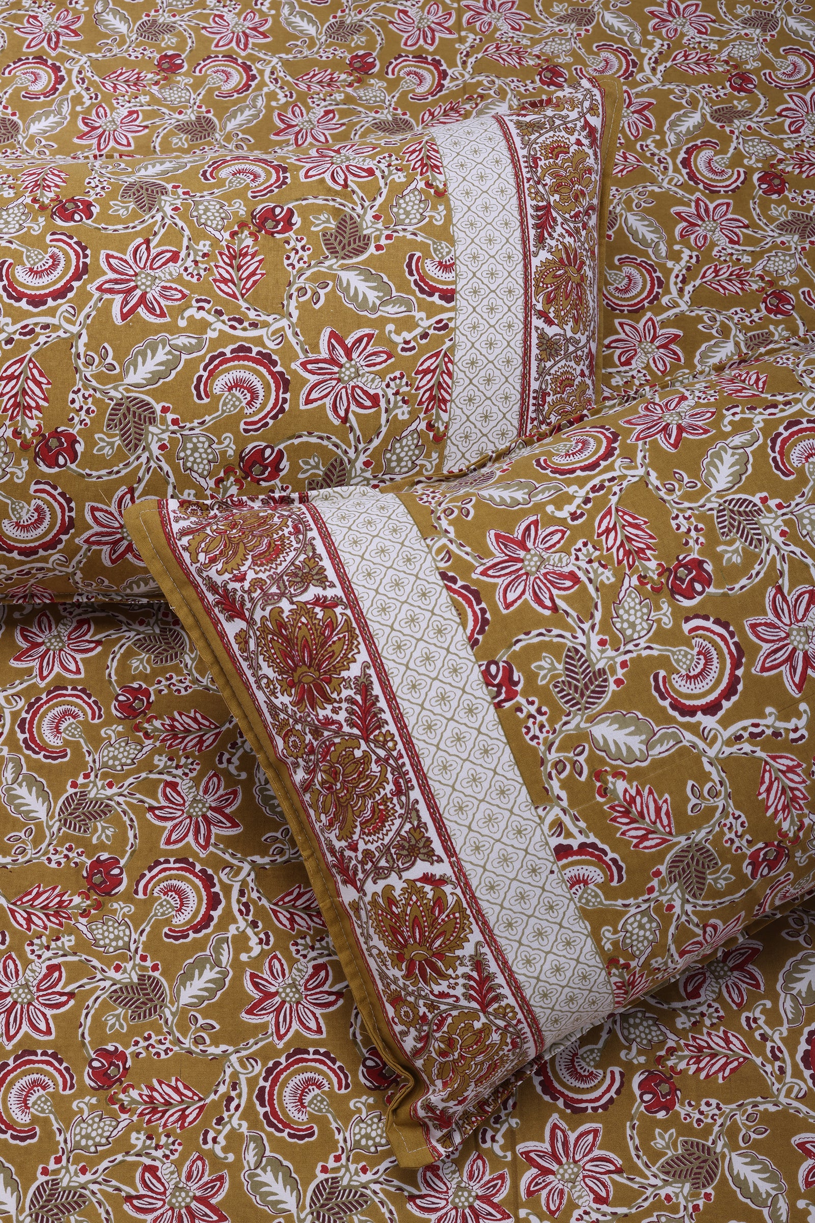 Maurya Jaal Mehendi Cotton Bedsheet - shahenazindia