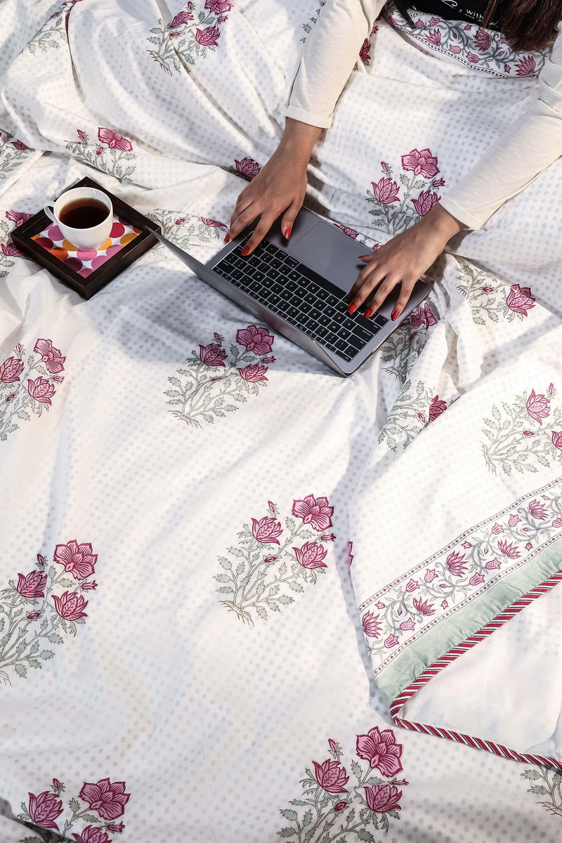 Buy Bagh E Shabnam Hand Block Printed Cotton Muslin Dohar Online Online