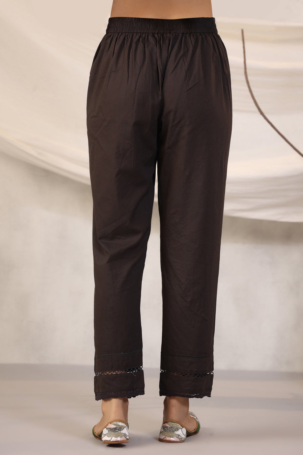Firdous Sehra Black Relaxed Fit Cotton Pants - shahenazindia