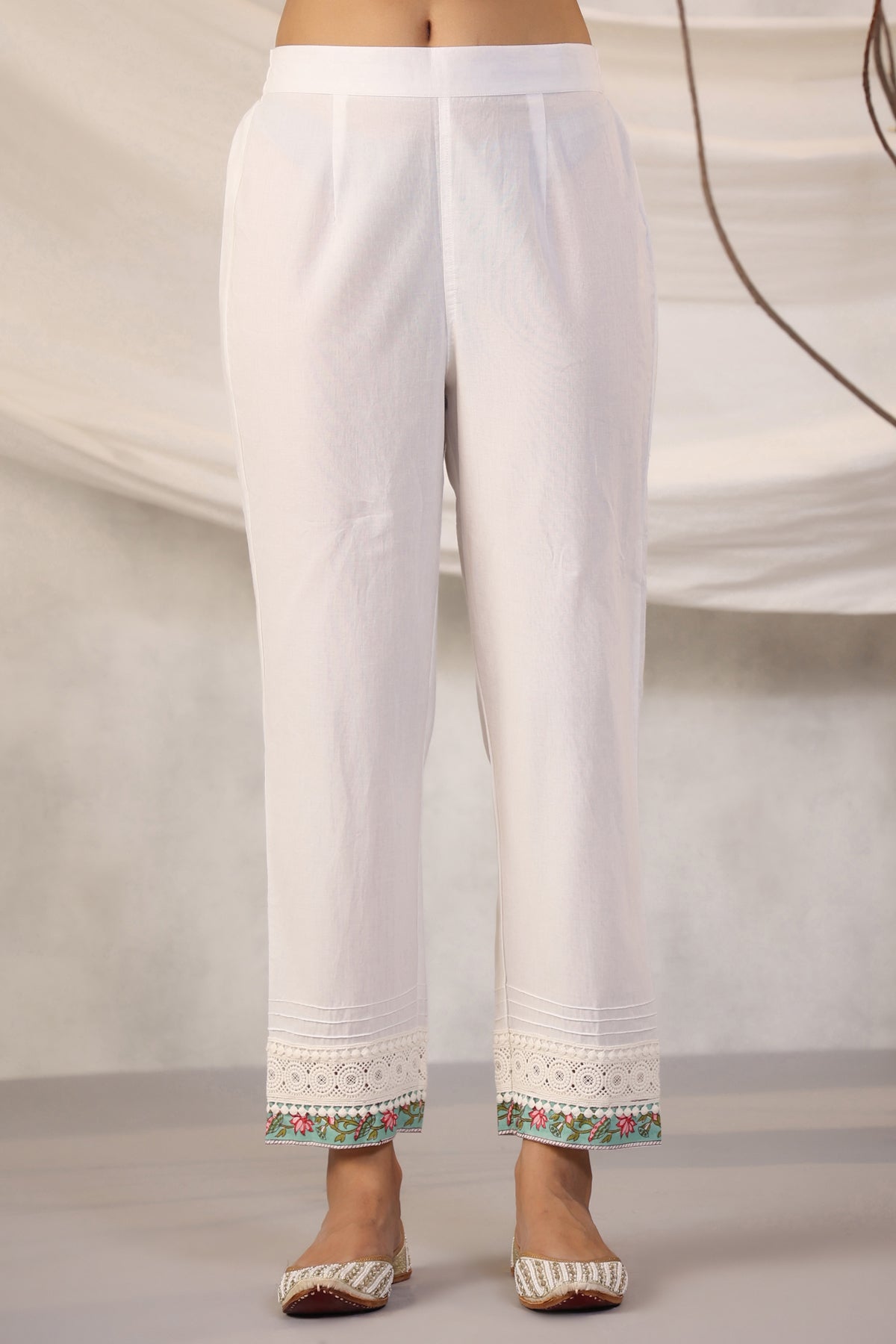 Firdous Nasrine Relaxed Fit Cotton Pants - shahenazindia