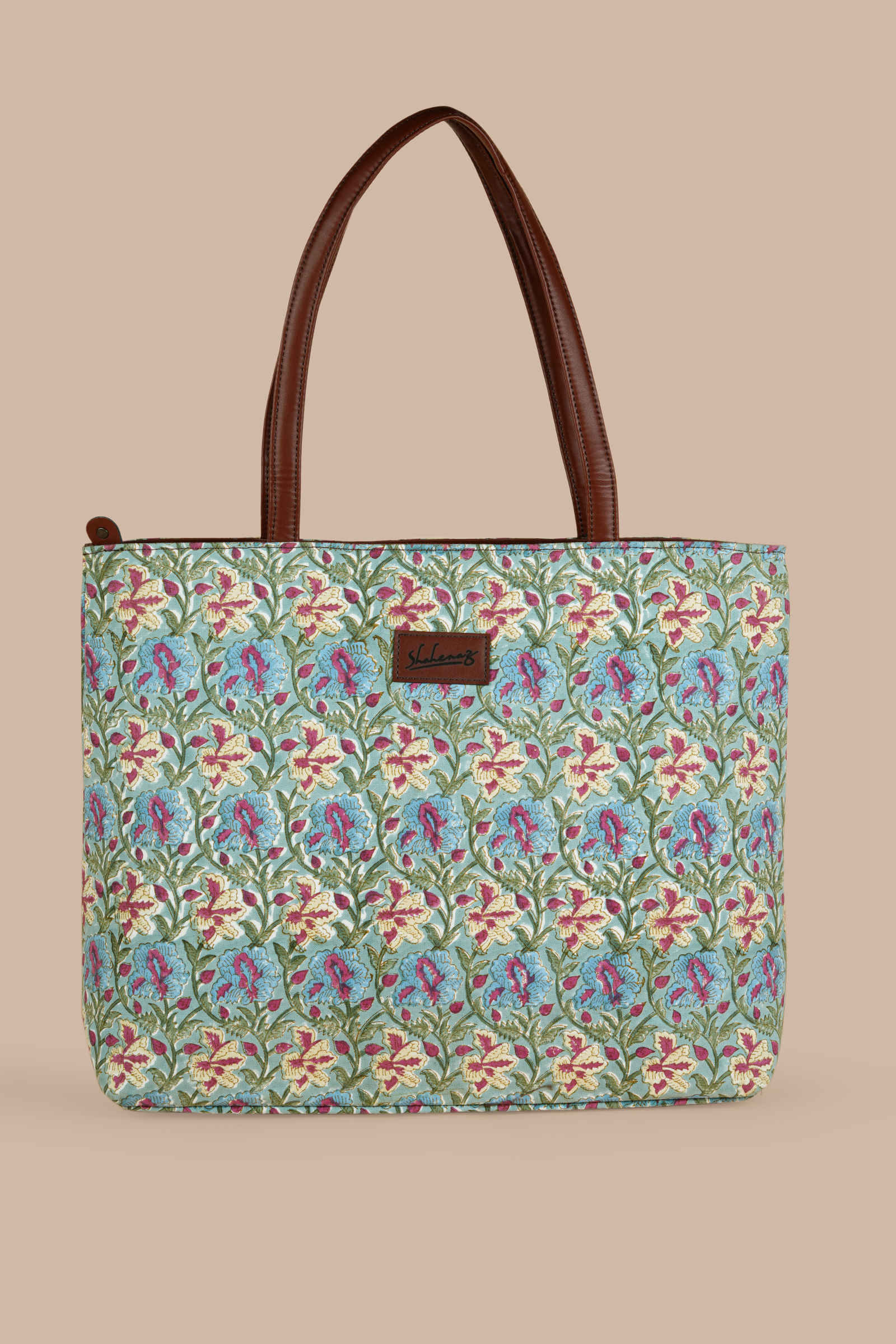 Galway Gemstone Hand Block Printed Blue Classic Tote Bag Shahenaz