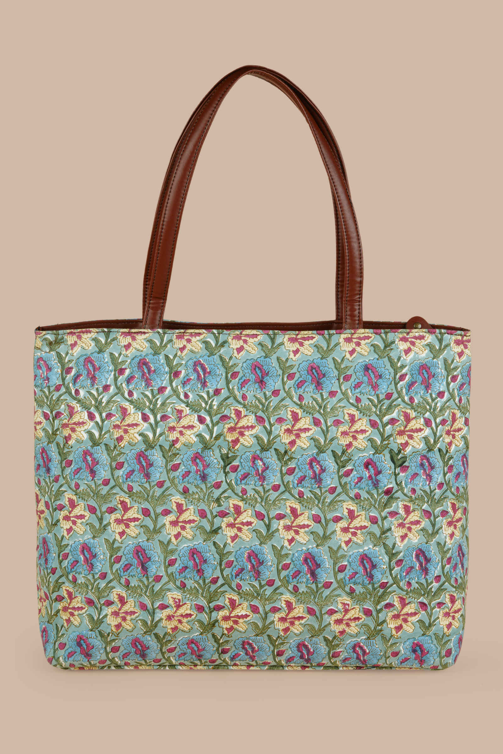 Galway Gemstone Hand Block Printed Blue Classic Tote Bag Shahenaz