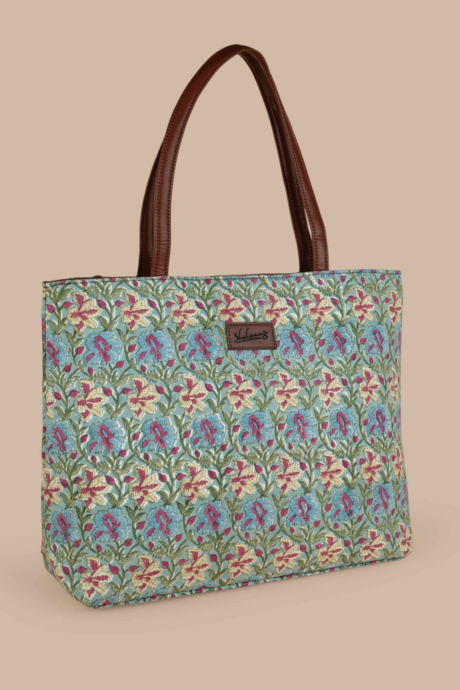 Galway Gemstone Hand Block Printed Blue Classic Tote Bag Shahenaz