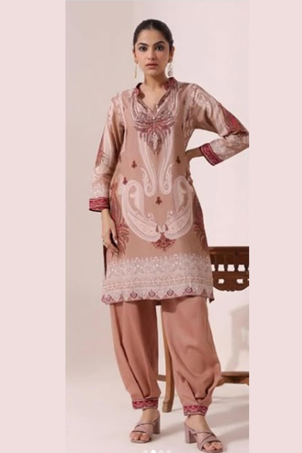 Regal Sandstone Embroidered Beige Co-ord Set – Set of Two