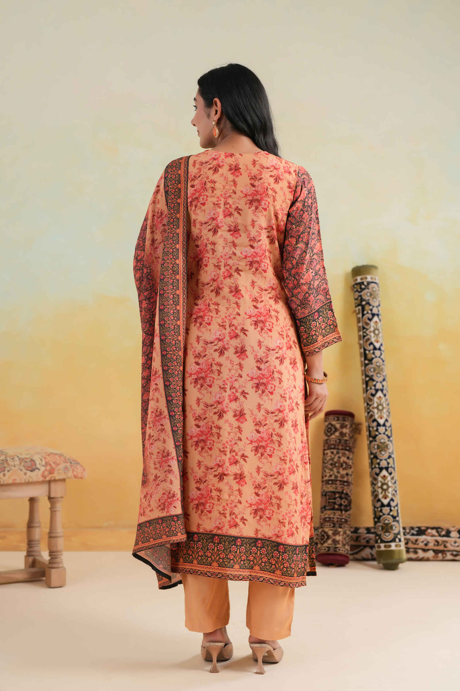 Kavish Noor-e-Gulab Maroon Kurta Pant and Dupatta Set