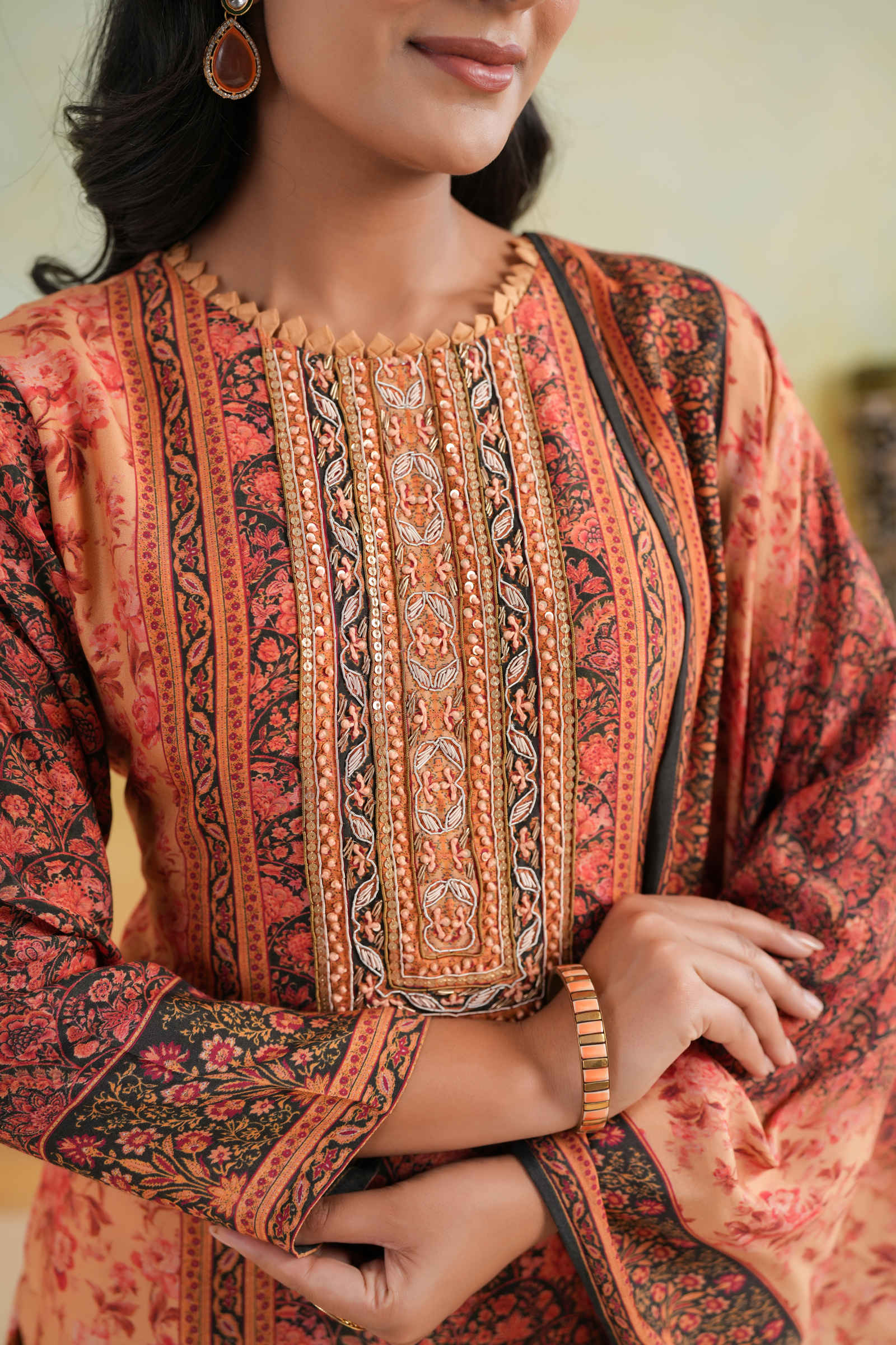 Kavish Noor-e-Gulab Maroon Kurta Pant and Dupatta Set