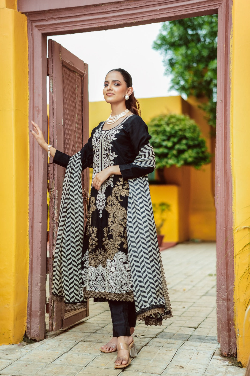 Aizal Trishva Embroidered Designer Ready to Stitch Suit - shahenazindia