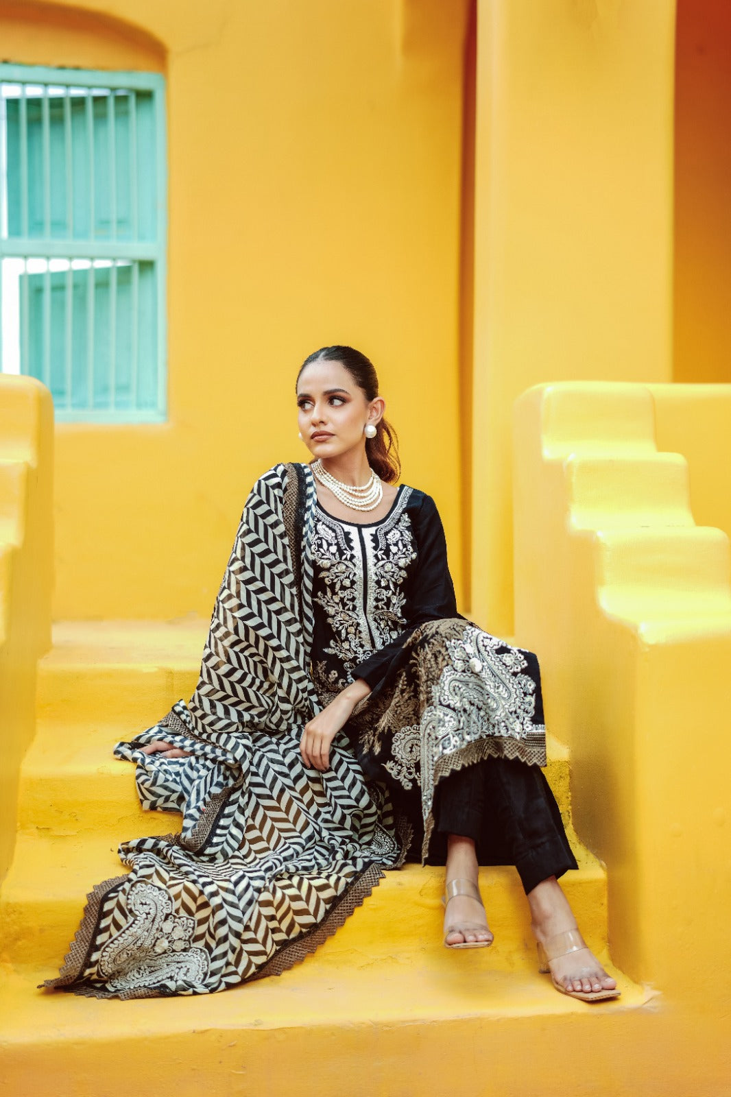 Aizal Trishva Embroidered Designer Ready to Stitch Suit - shahenazindia