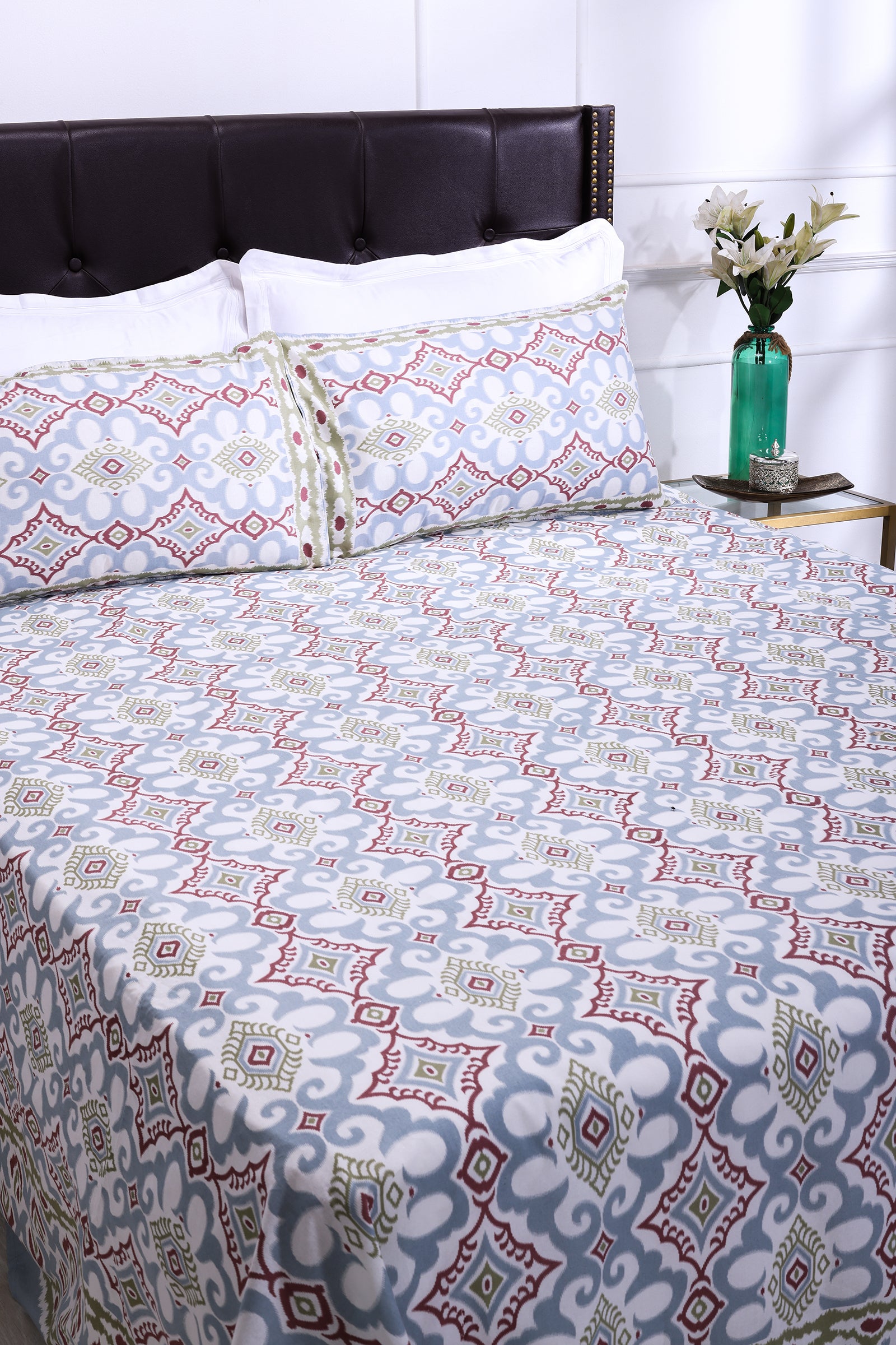 Azariah Grey Cotton Bedsheet - shahenazindia