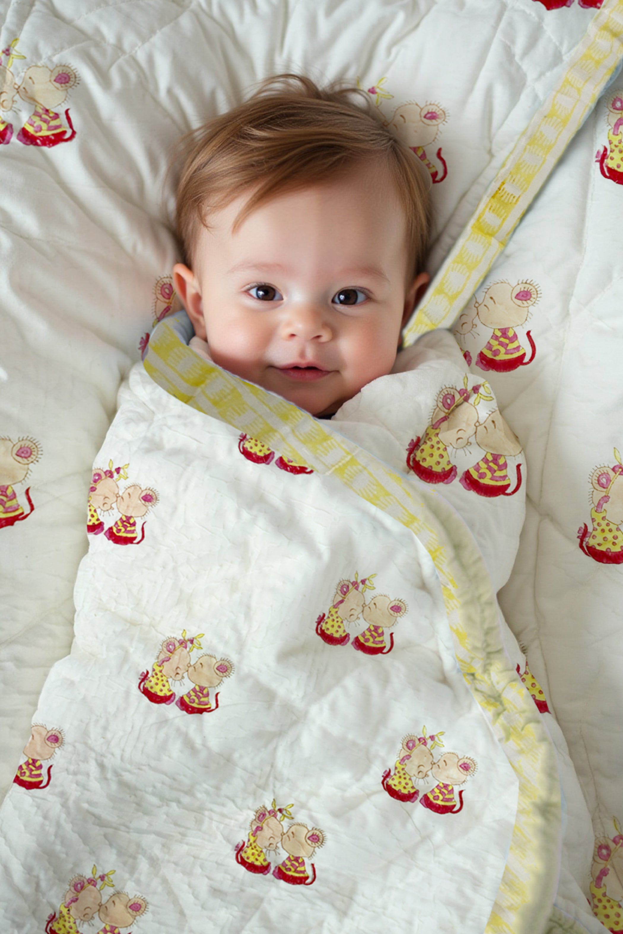 Baby Cute Mouse Pair Cartoon Quilt