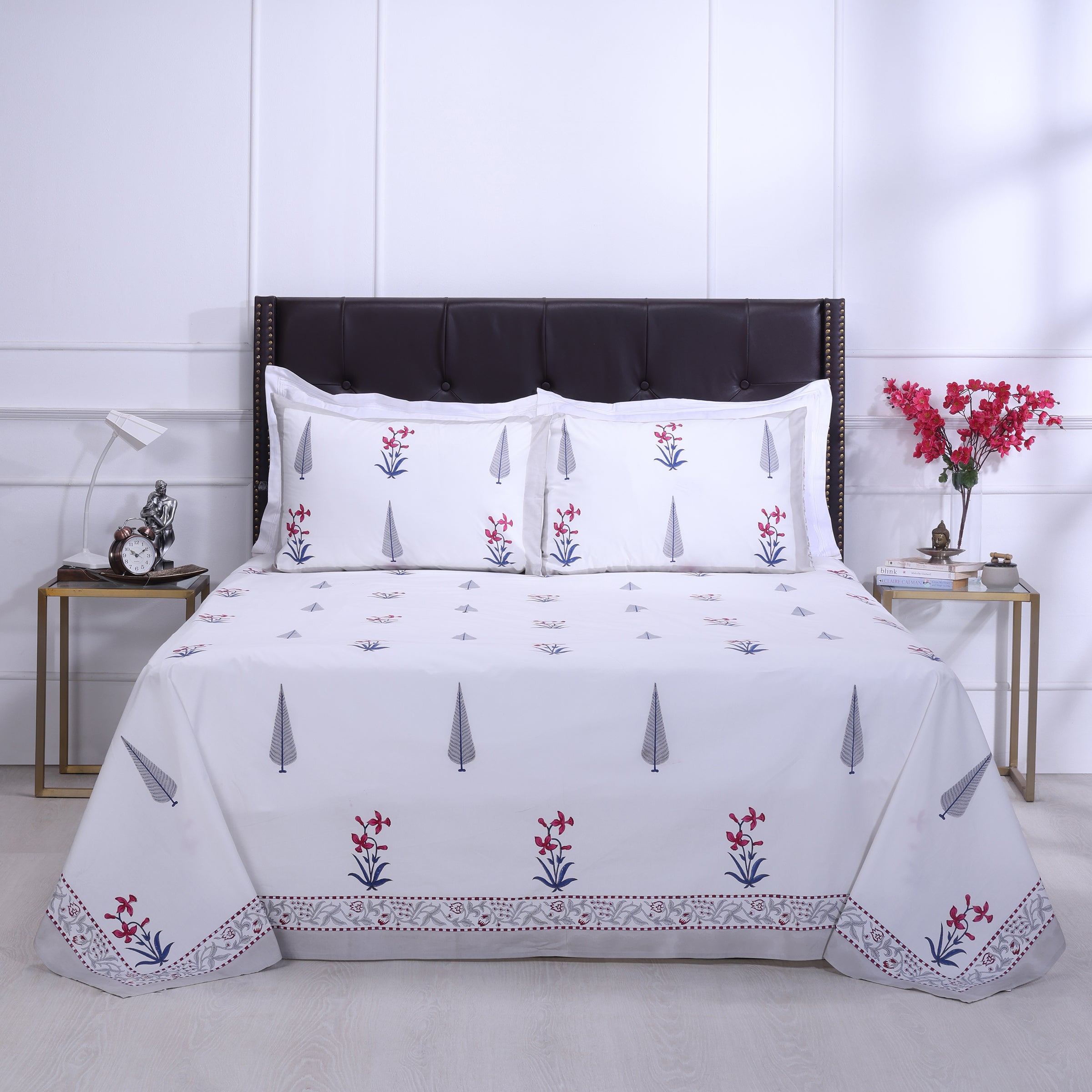 Cypress Fiza Grey Cotton Percale Bedsheet - shahenazindia