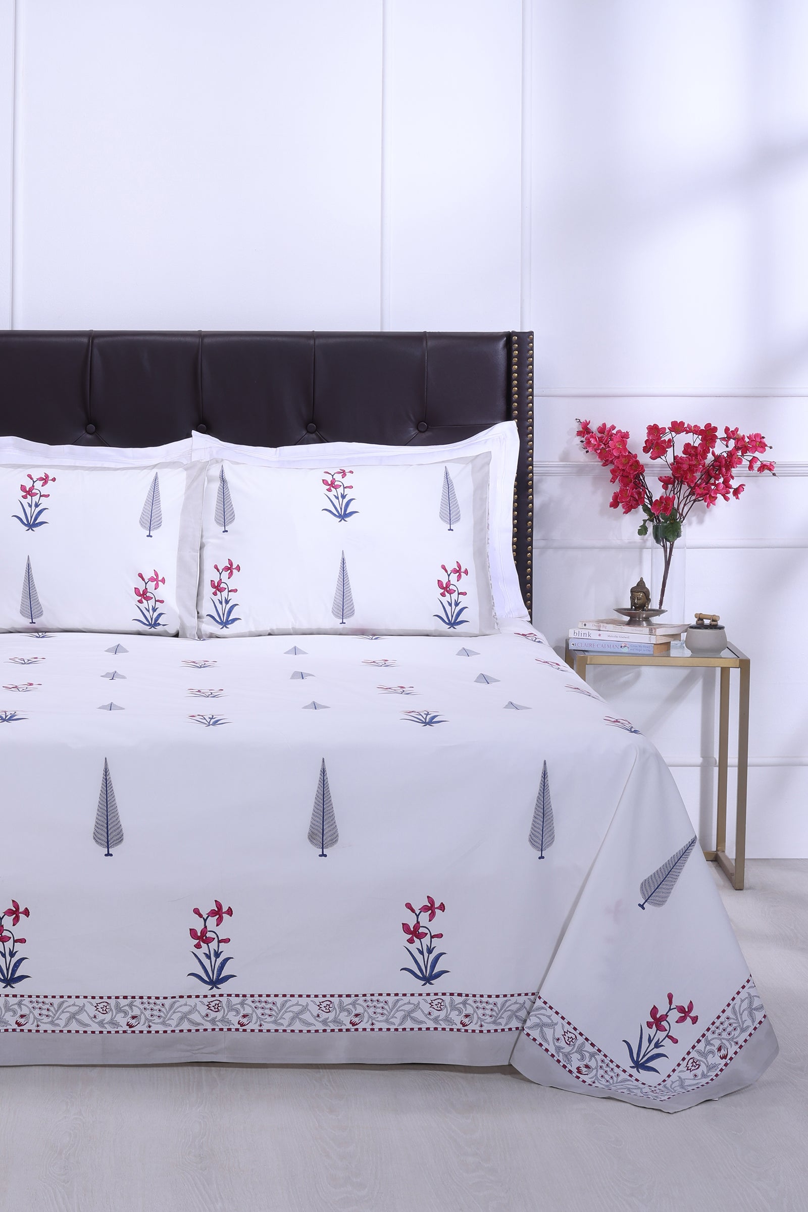 Cypress Fiza Grey Cotton Percale Bedsheet - shahenazindia