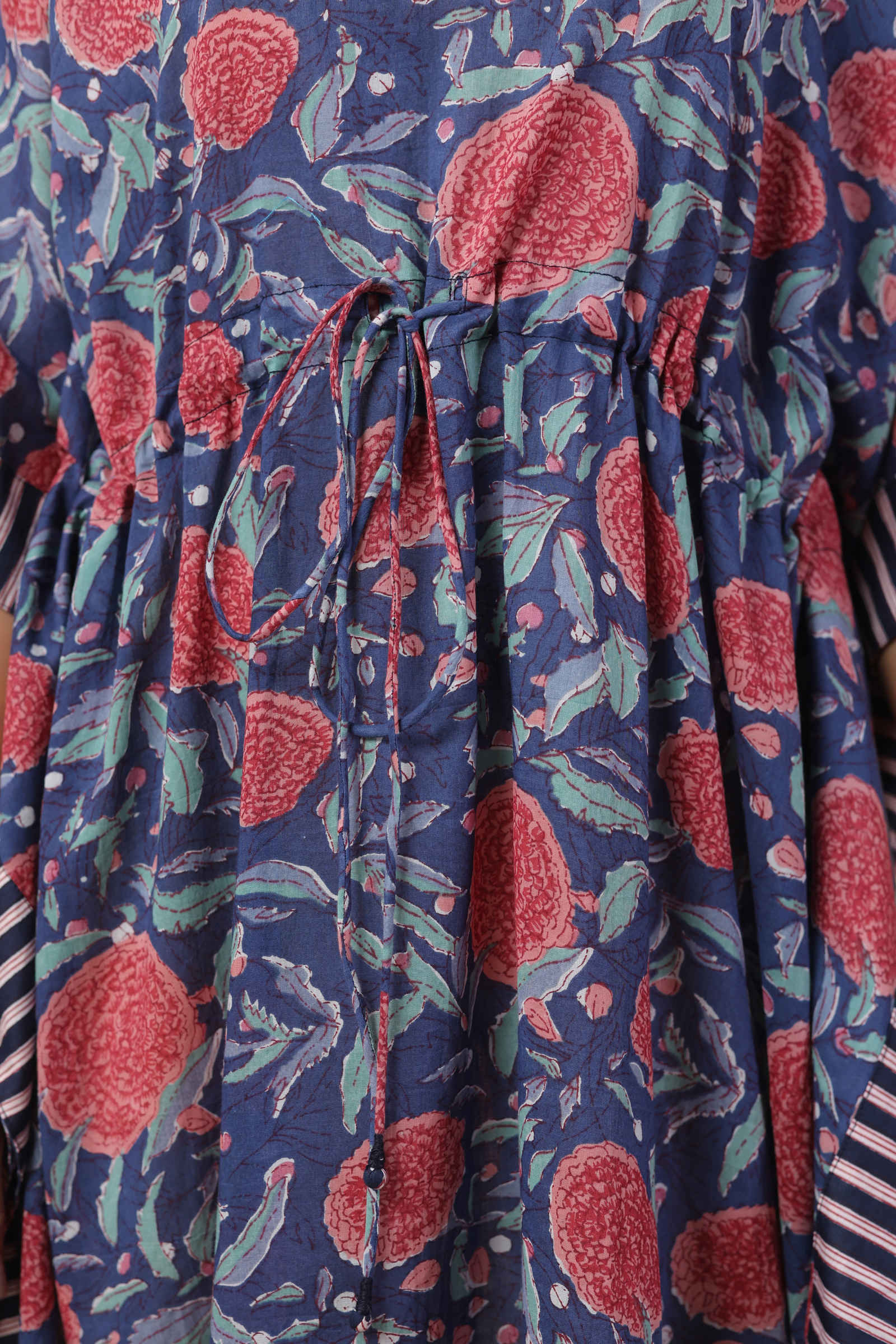 Fayra Tarini Indigo Bloom Hand Block Printed Cotton Kaftan