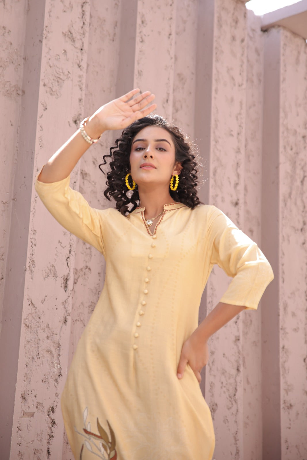 Fazlin Inan Mustard Kurta Set With Dupatta