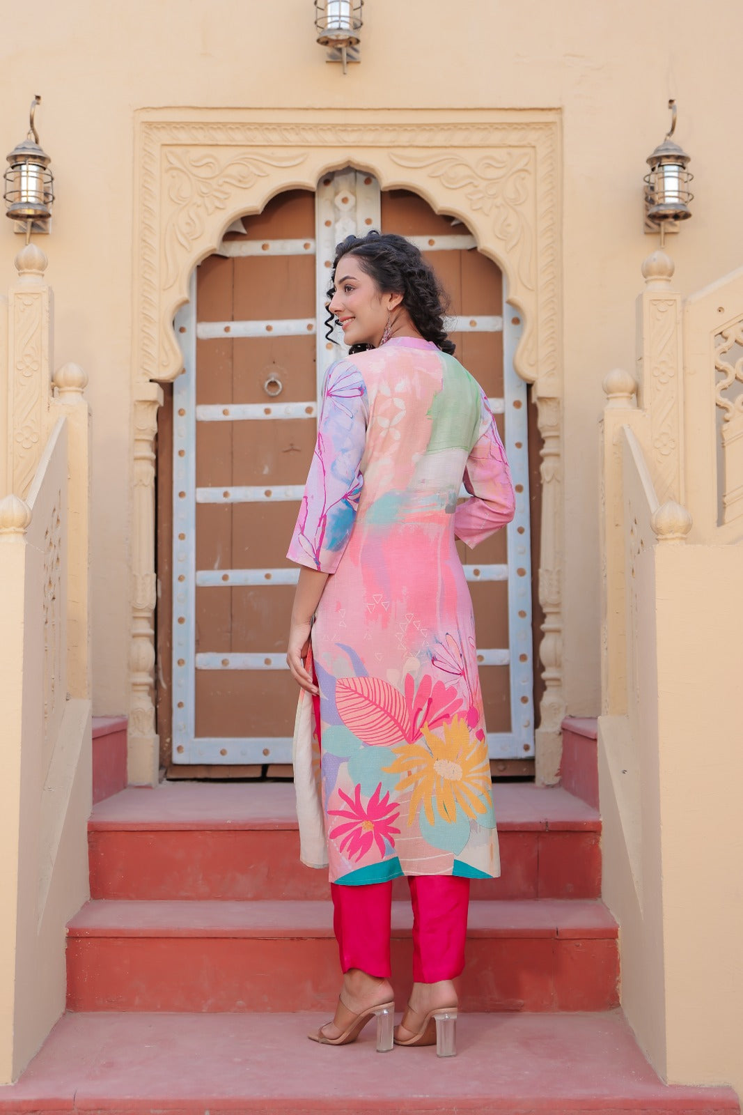 Fazlin Rangeen Peach Kurta Set With Dupatta