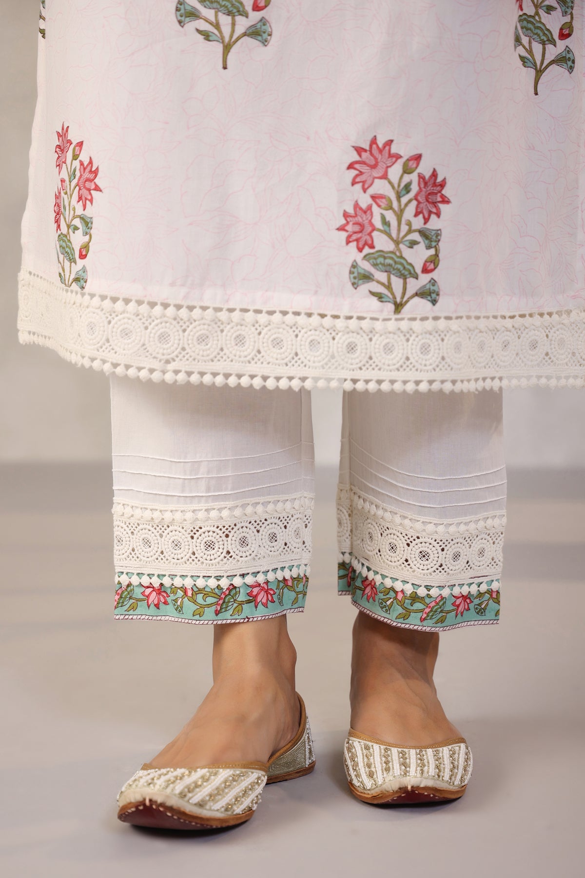 Firdous Nasrine Relaxed Fit Cotton Pants - shahenazindia