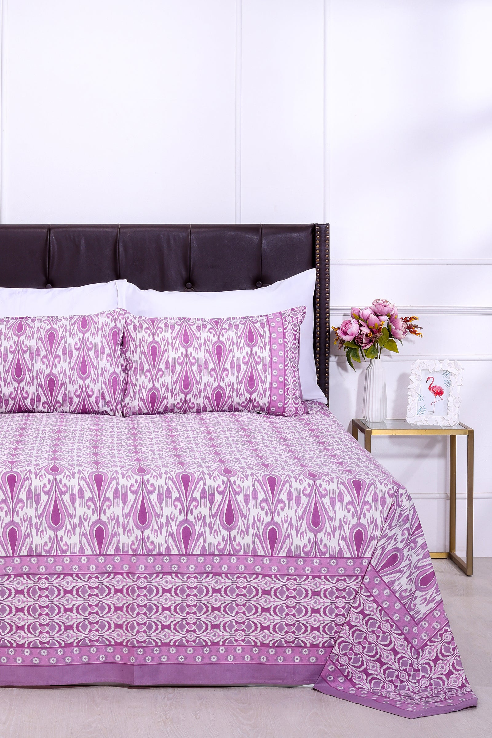 Ikkat Ivy Purple Cotton Bedsheet