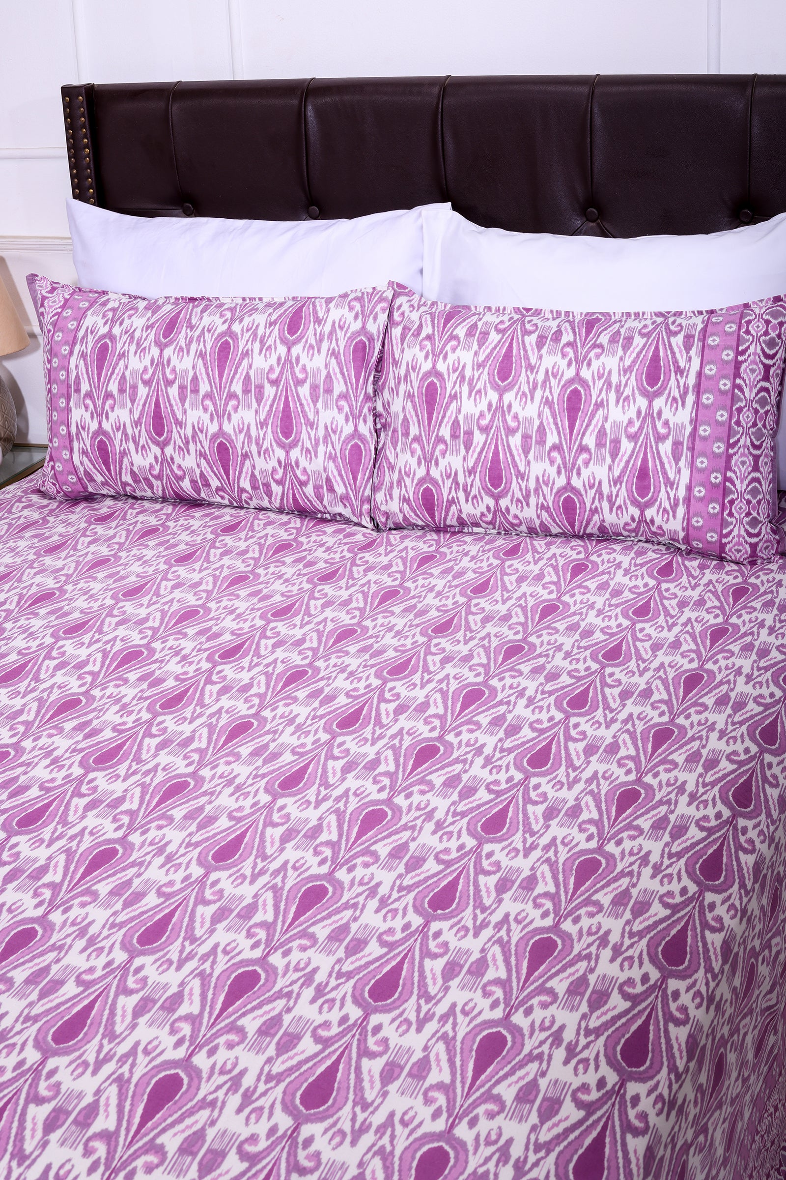 Ikkat Ivy Purple Cotton Bedsheet