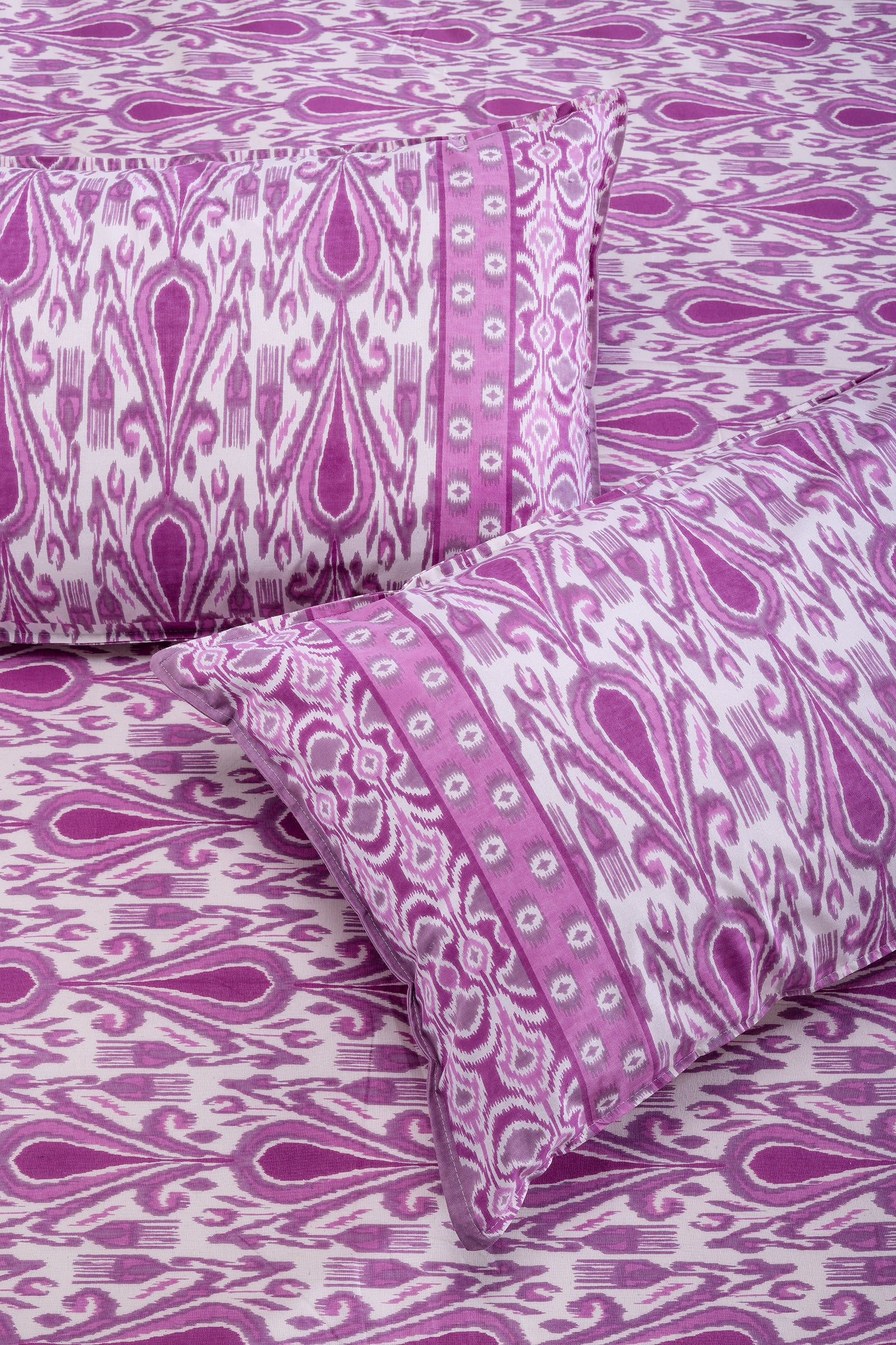 Ikkat Ivy Purple Cotton Bedsheet