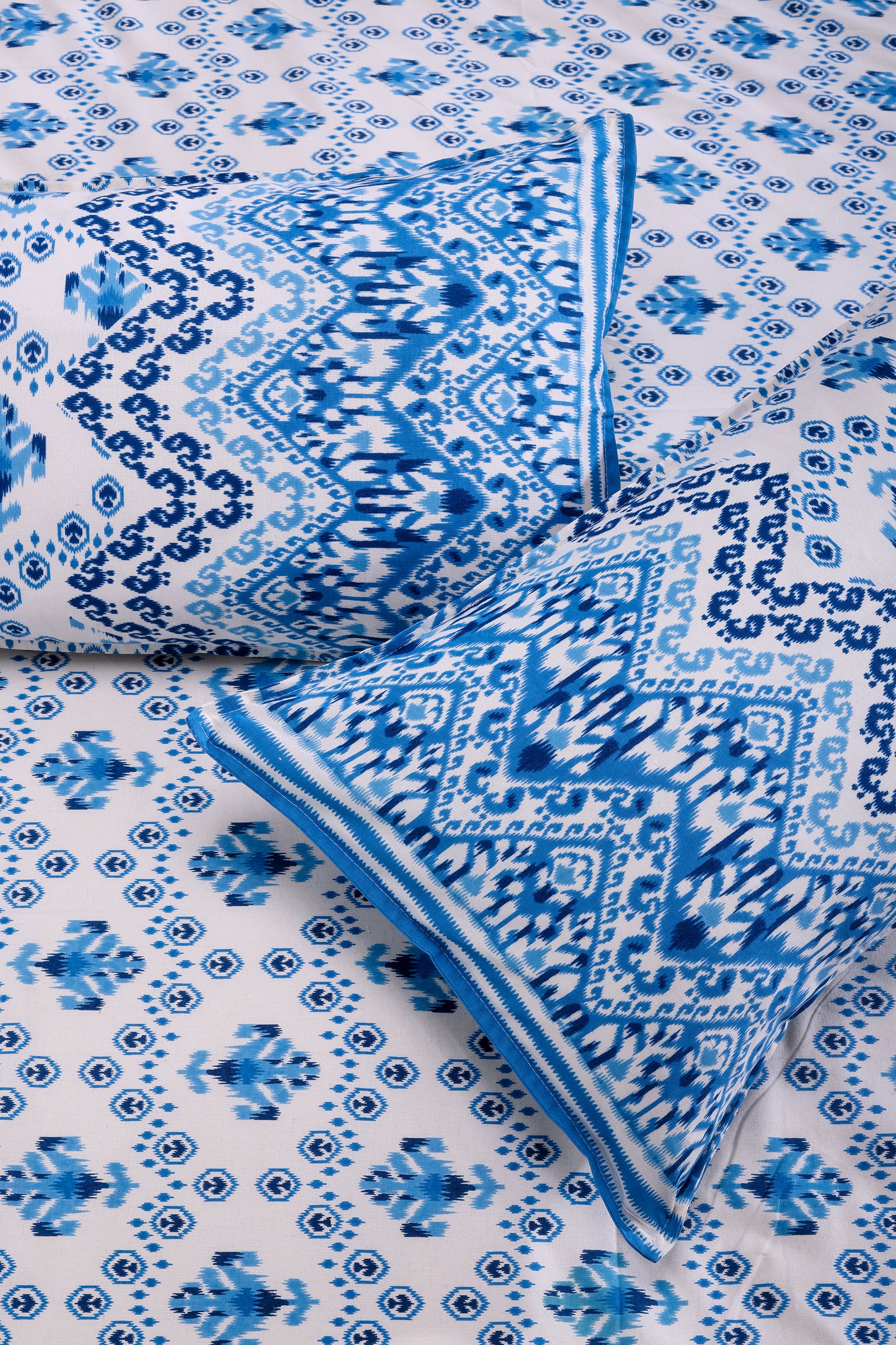 Ikkat Jakson Blue Cotton Bedsheet