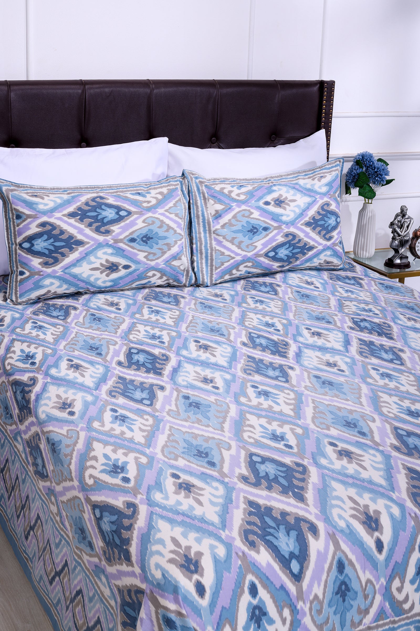 Ikkat Medley New Blue Cotton Bedsheet