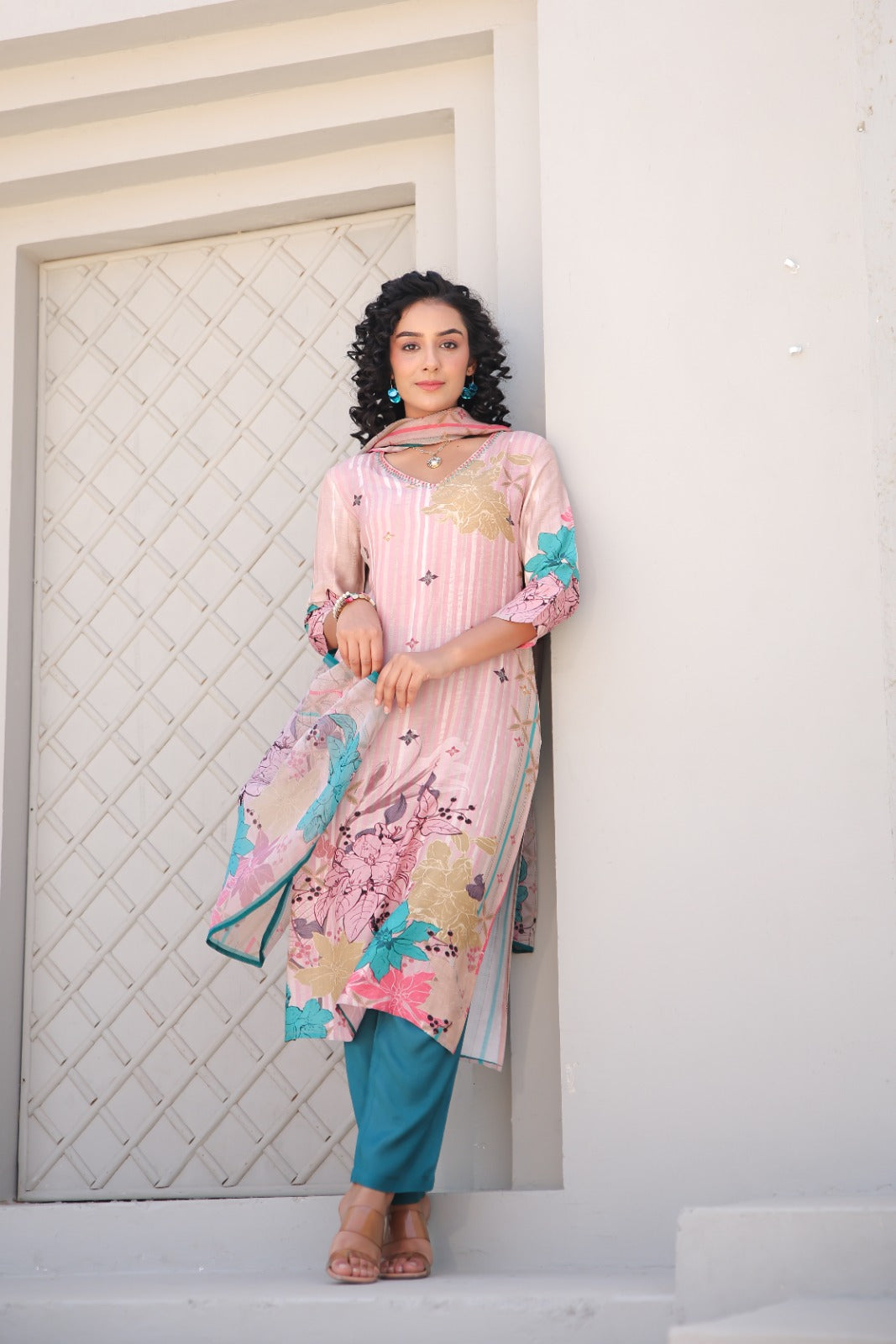 Fazlin Gul Mina Pink Kurta Set With Dupatta