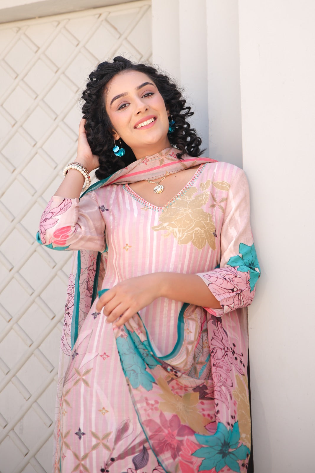 Fazlin Gul Mina Pink Kurta Set With Dupatta