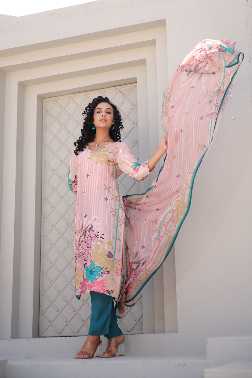 Fazlin Gul Mina Pink Kurta Set With Dupatta