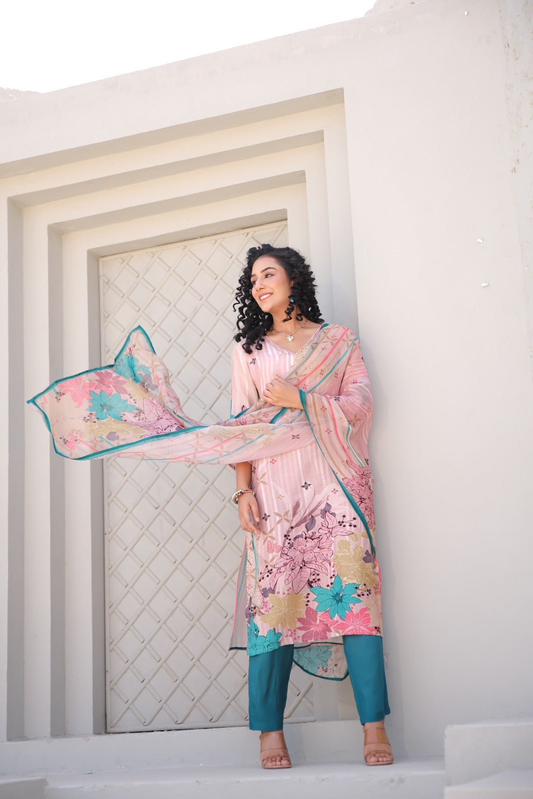 Fazlin Gul Mina Pink Kurta Set With Dupatta