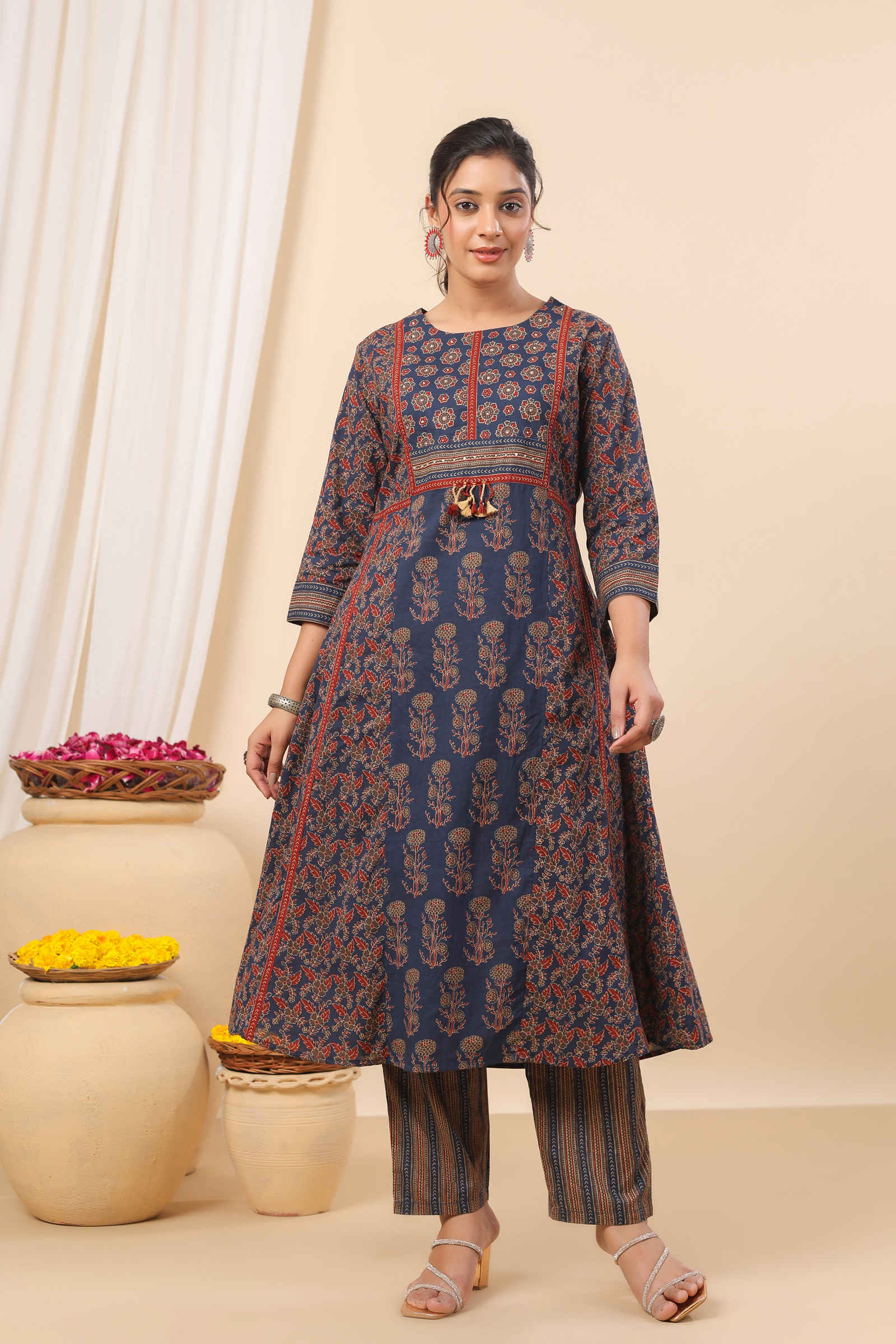 Kilf Aafreen Midnight Indigo Kurta Pant And Dupatta Set