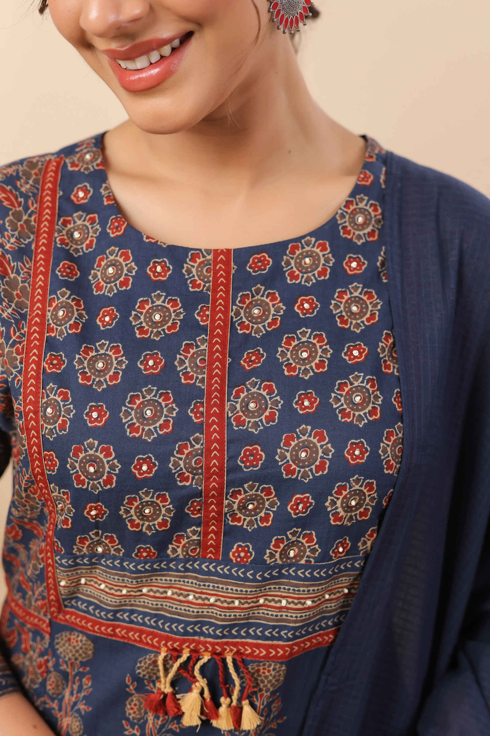 Kilf Aafreen Midnight Indigo Kurta Pant And Dupatta Set