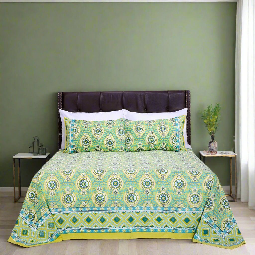 Mandala Birch Olive Cotton Bedsheet