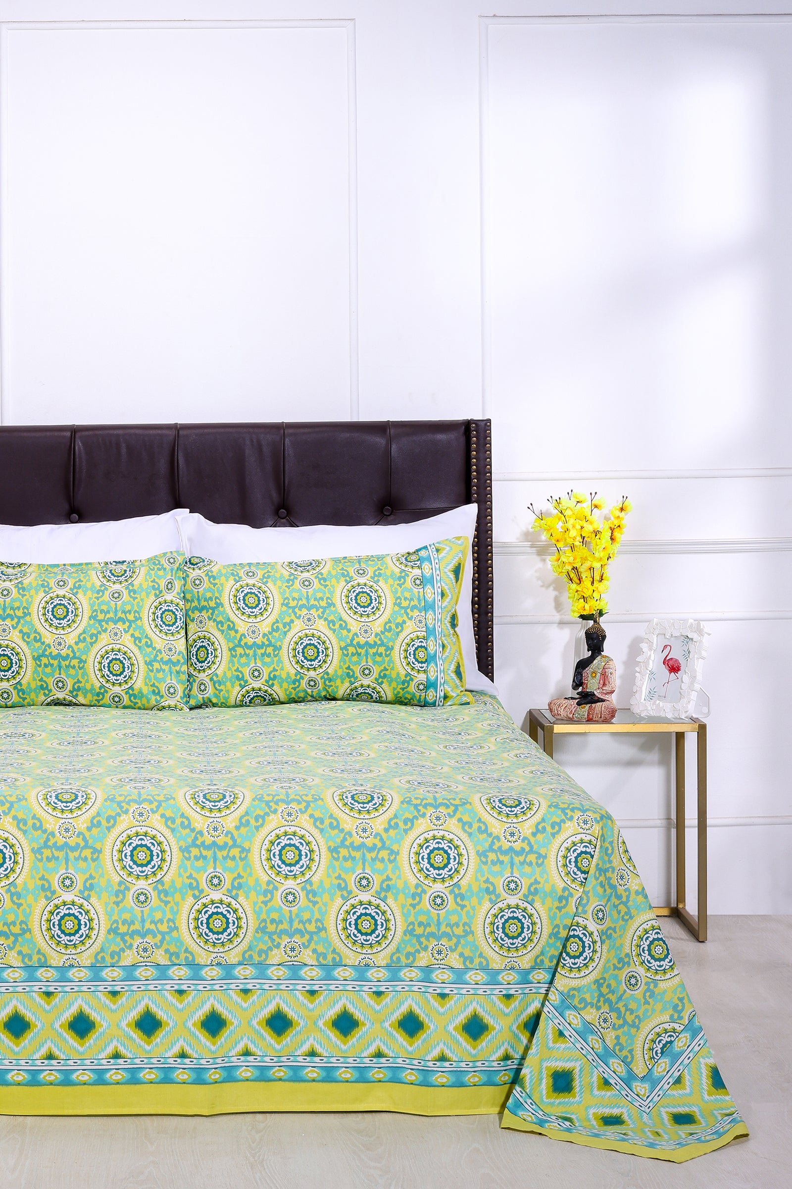 Mandala Birch Olive Cotton Bedsheet