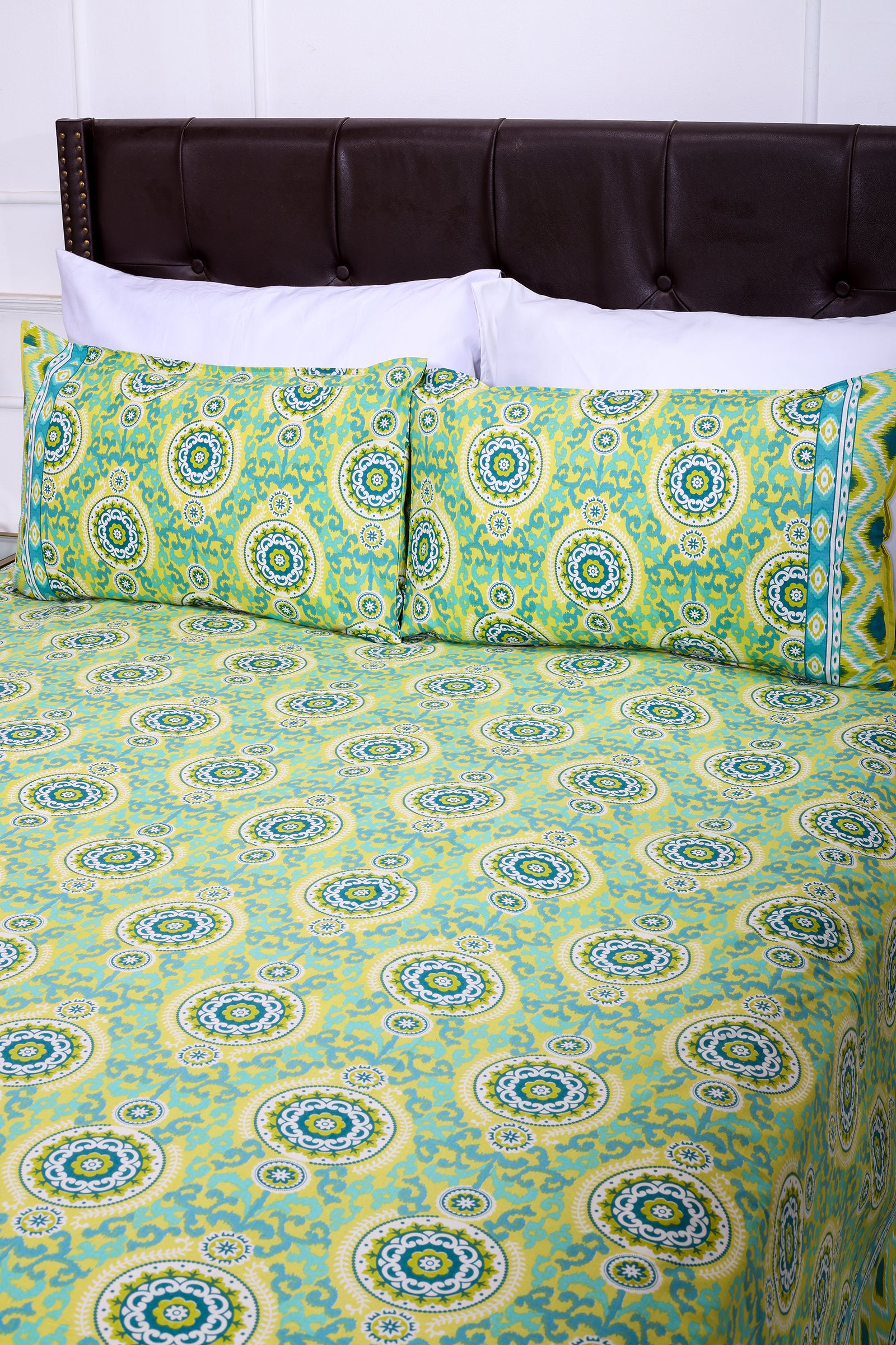 Mandala Birch Olive Cotton Bedsheet