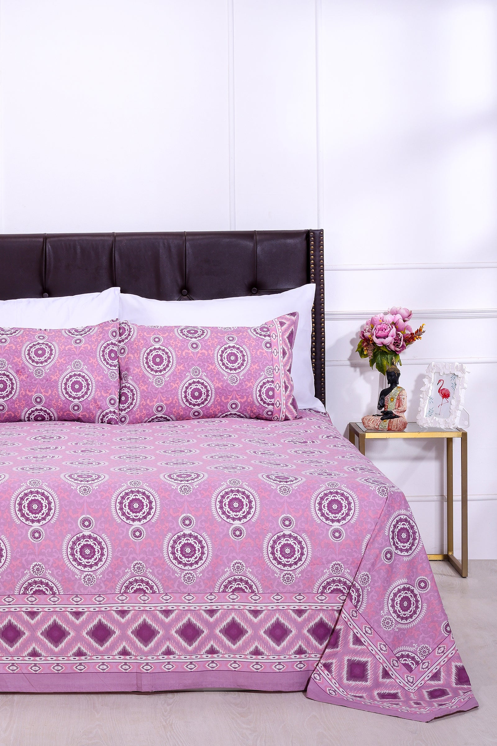 Mandala Birch Purple Cotton Bedsheet