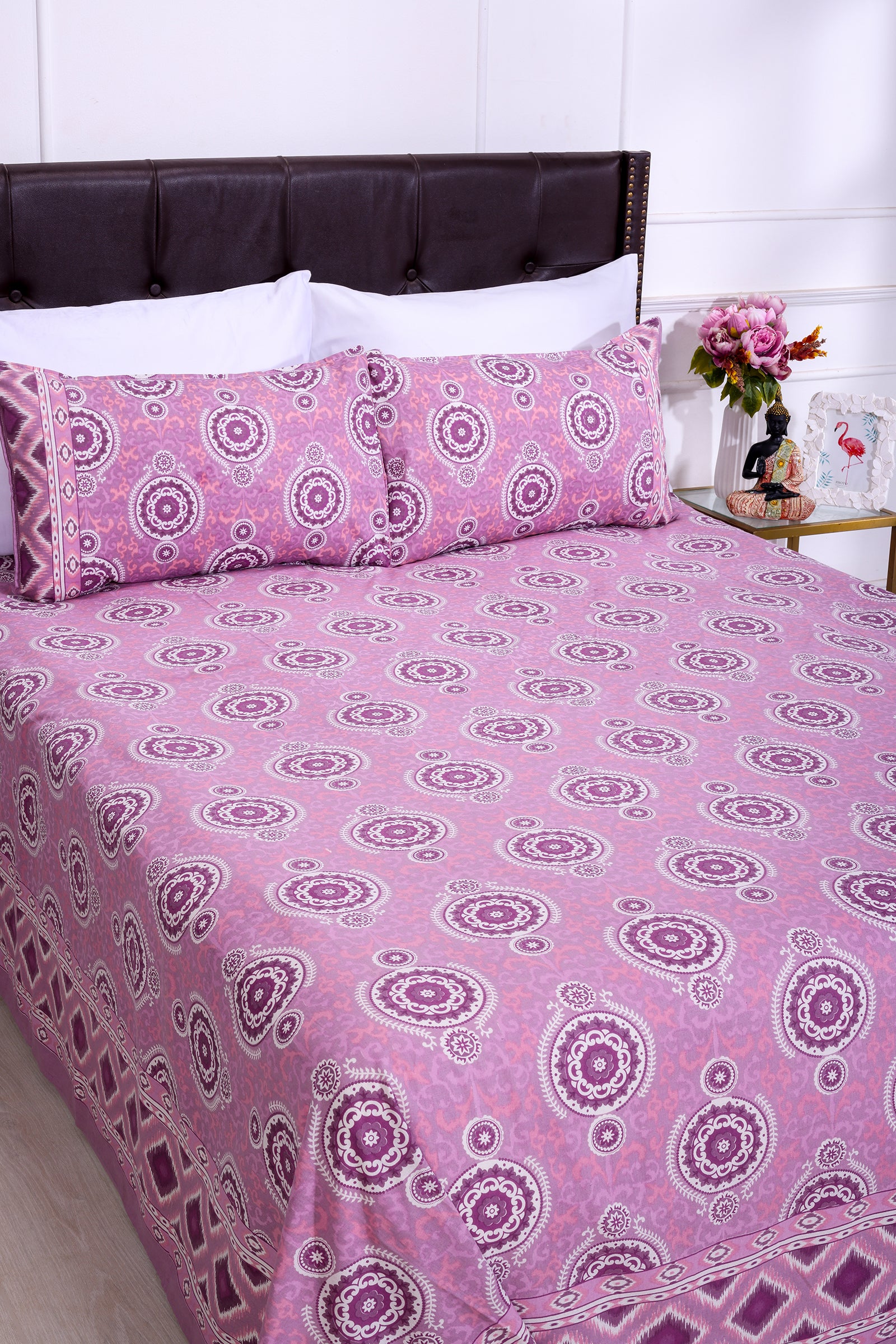 Mandala Birch Purple Cotton Bedsheet