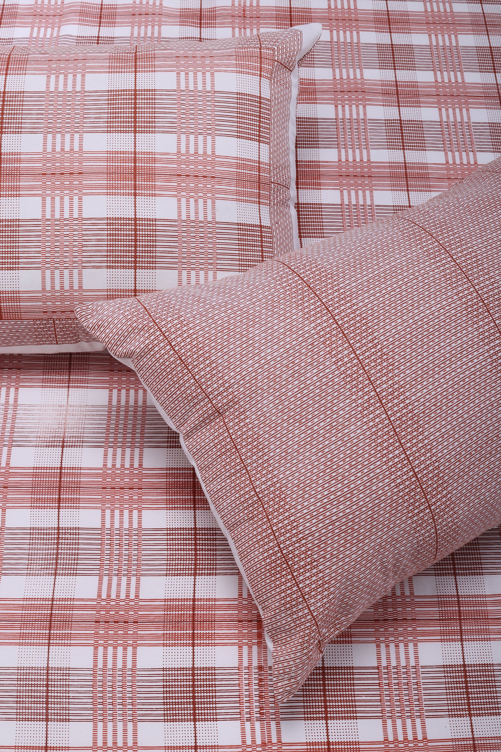 Monica Geometric Rust Cotton Bedsheet - shahenazindia