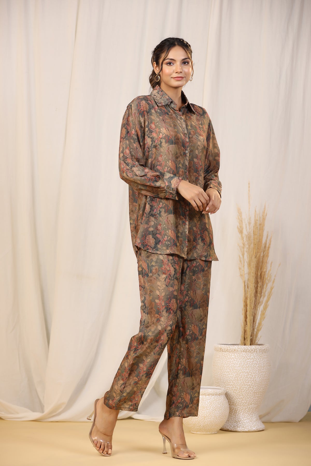Nature's Bloom Earthy Bloom Co-ord Set - Set of Two - shahenazindia