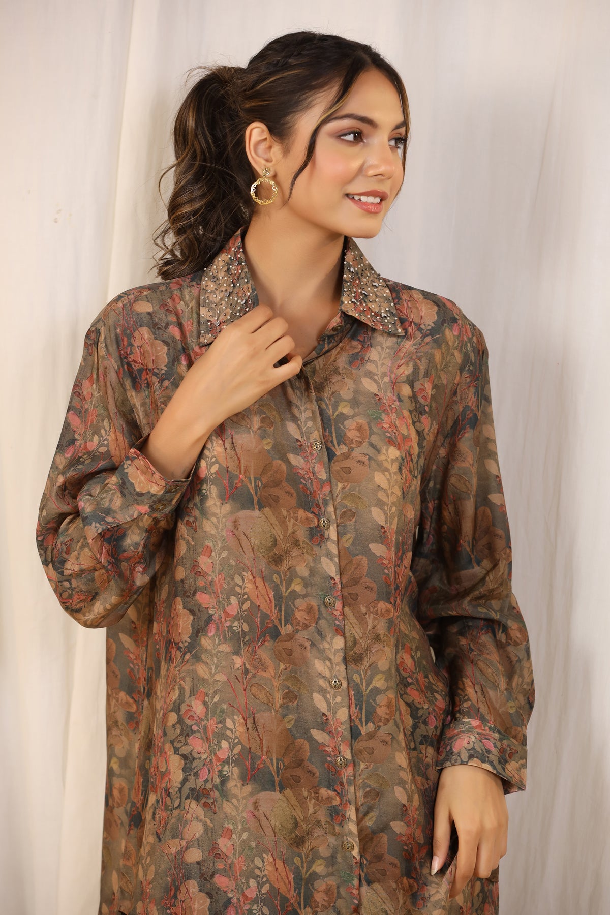 Nature's Bloom Earthy Bloom Co-ord Set - Set of Two - shahenazindia