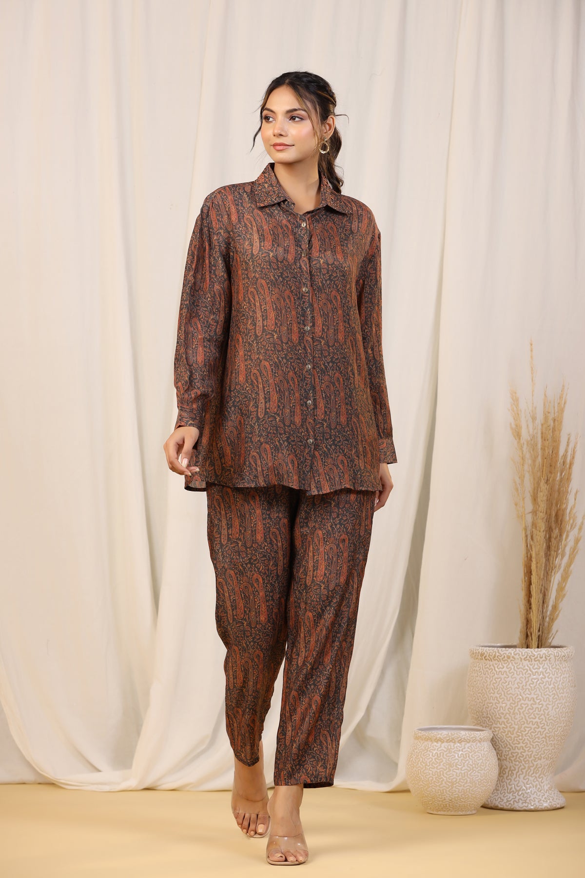 Nature's Bloom Earthy Glam Co-ord Set - Set of Two - shahenazindia