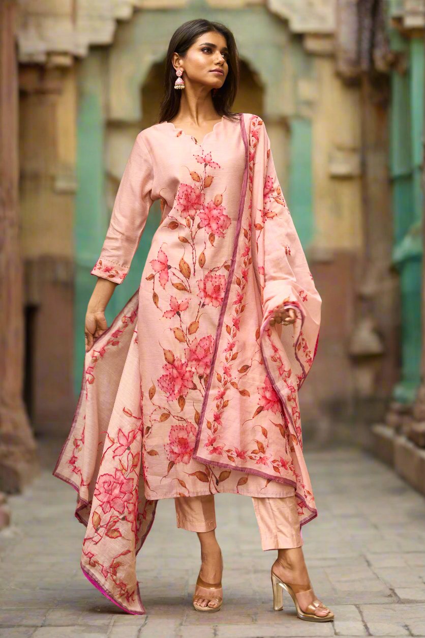 Nayab Naksh-e-Nazuk Aseema Blush Pink Kurta Set with Dupatta