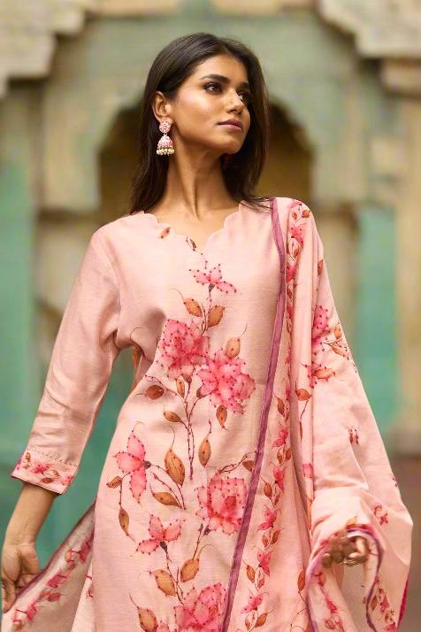 Nayab Naksh-e-Nazuk Aseema Blush Pink Kurta Set with Dupatta