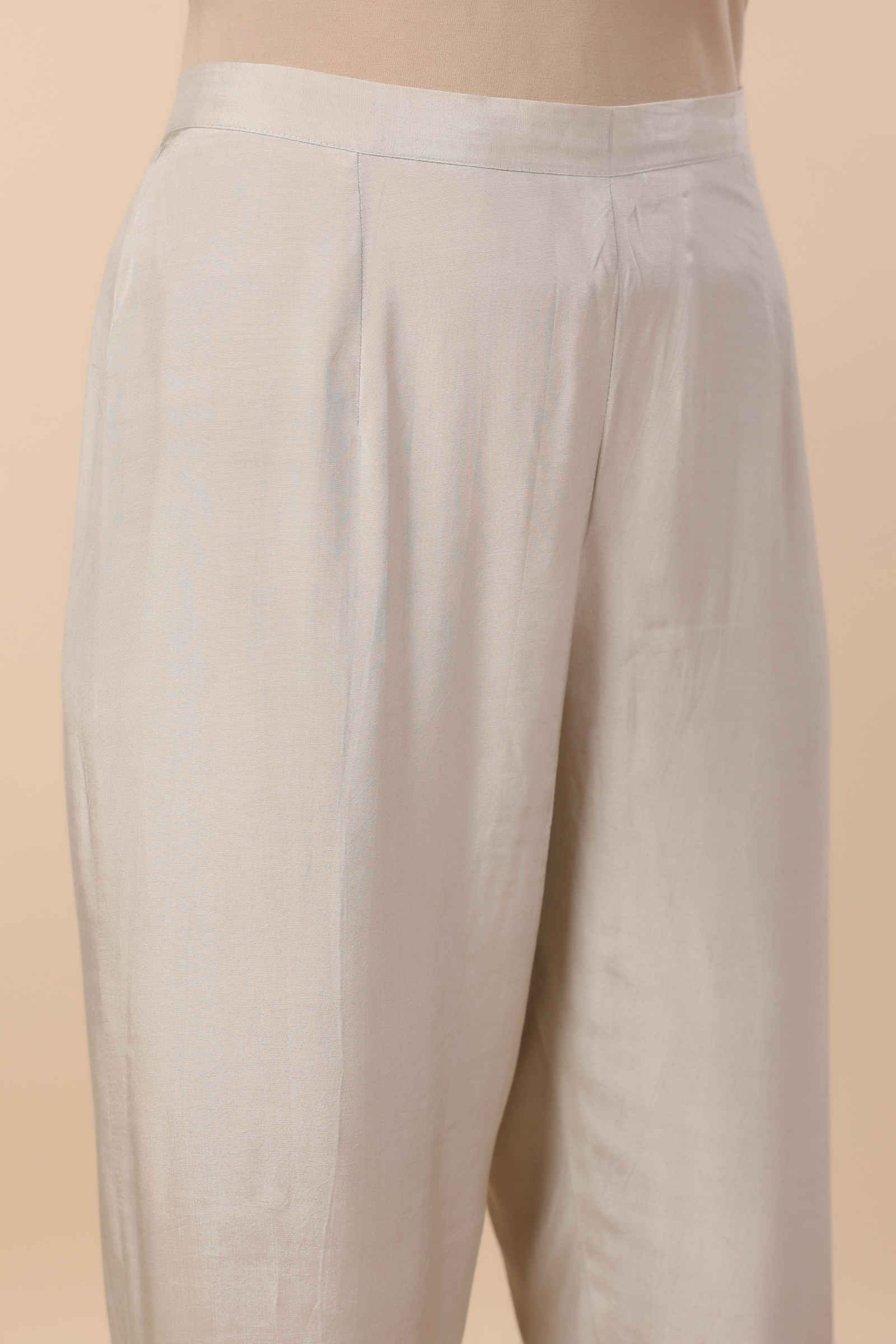 Noori Safa Taupe Green Kaftan Inner and Pant Set - Set Of Three