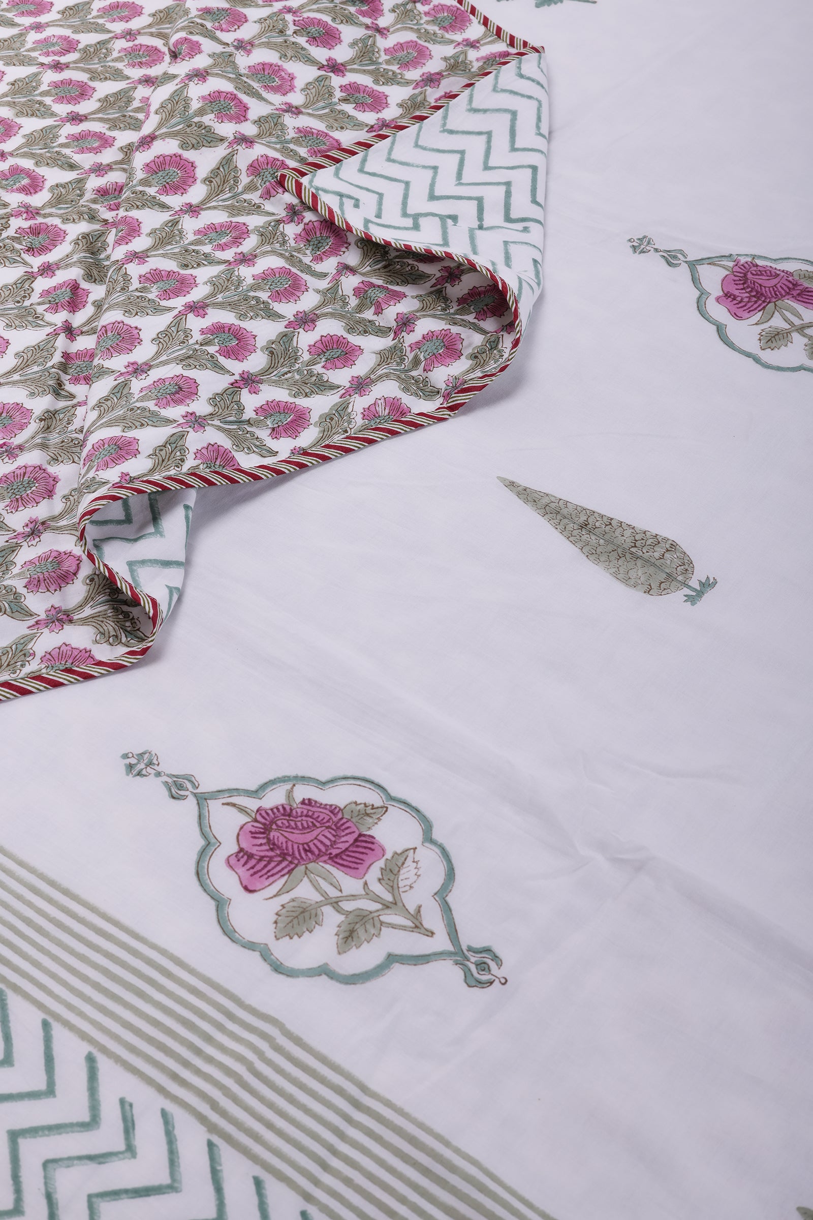 Olender Jaal Green Reversible Cotton Muslin Dohar - shahenazindia