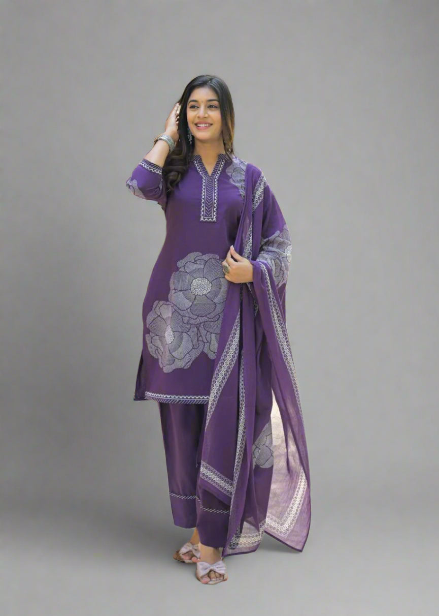 Rooh Gulnaz Purple Kurti Set with Dupatta