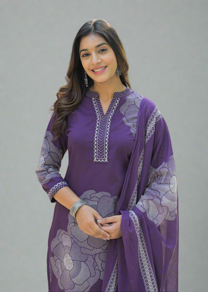 Rooh Gulnaz Purple Kurti Set with Dupatta