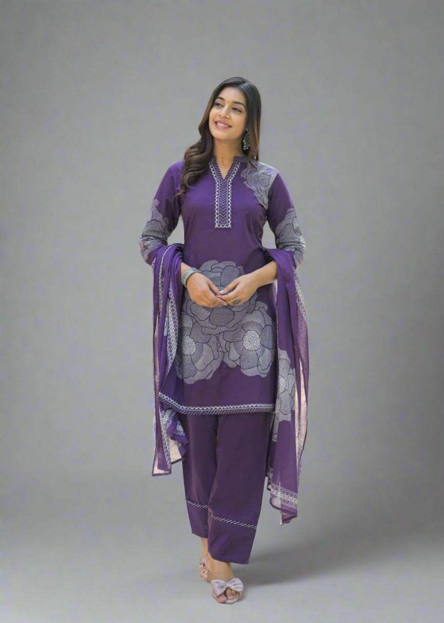 Rooh Gulnaz Purple Kurti Set with Dupatta