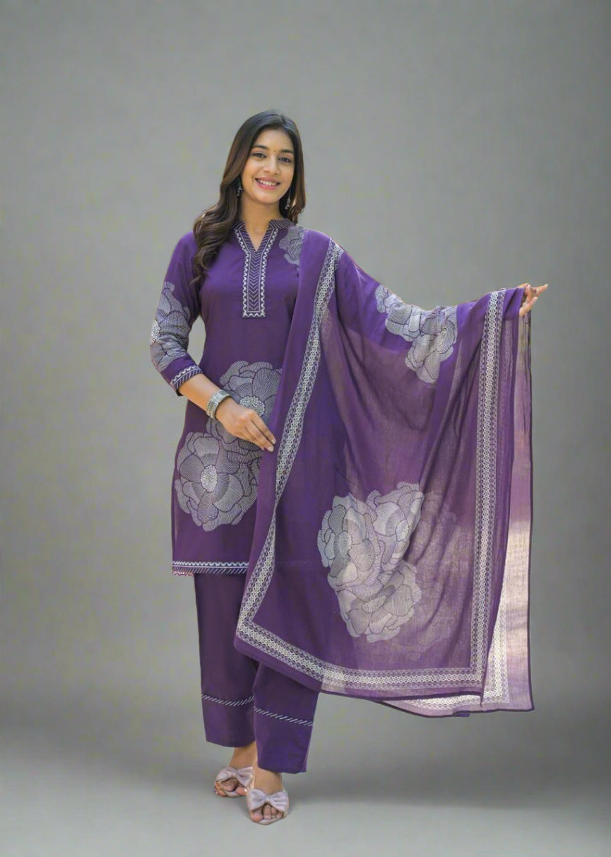 Rooh Gulnaz Purple Kurti Set with Dupatta
