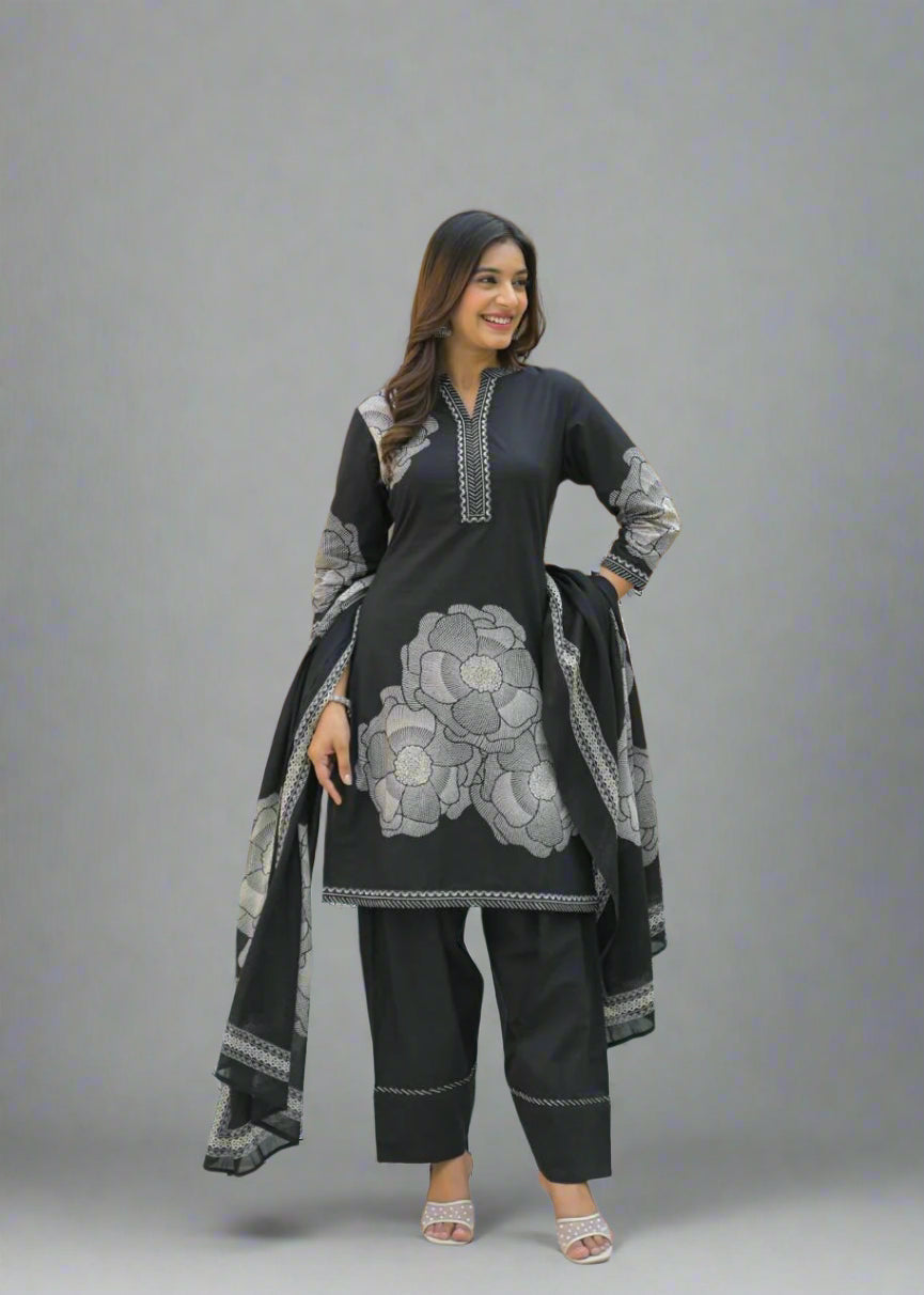 Rooh Jahan Black Kurti Set with Dupatta
